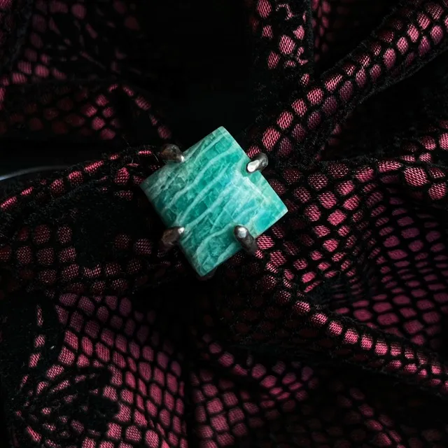 Bague écume argent et amazonite