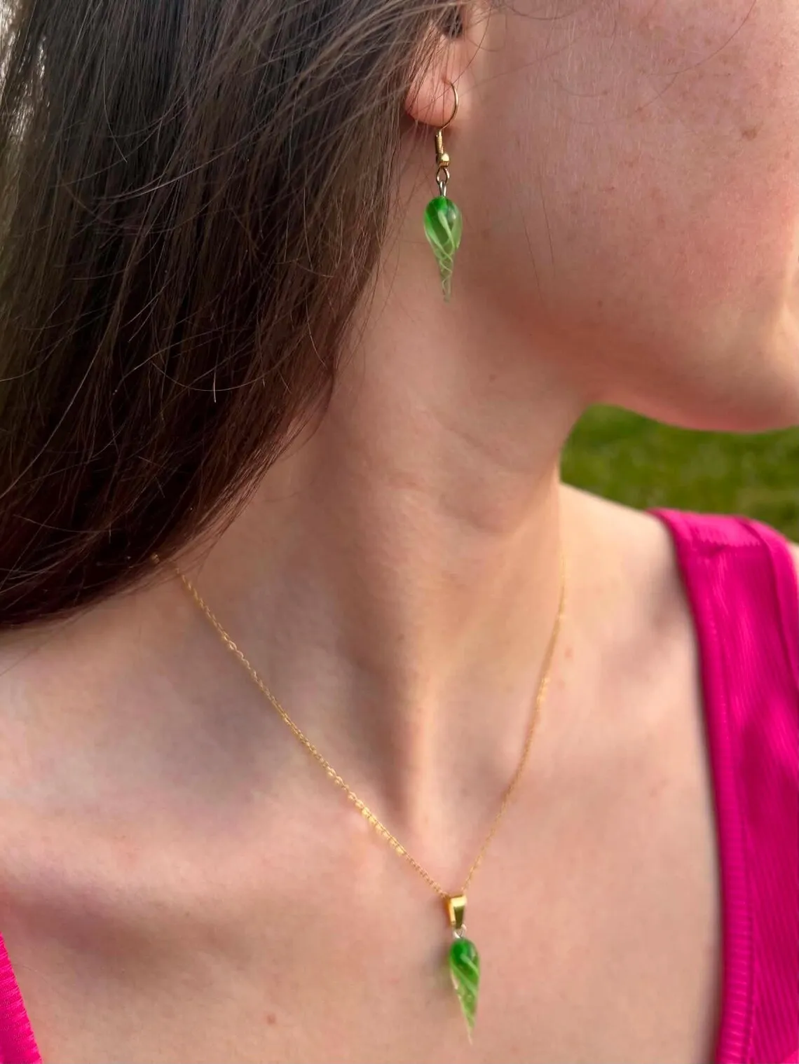 Boucles d’oreilles coquillage vert Gouttes Virginea