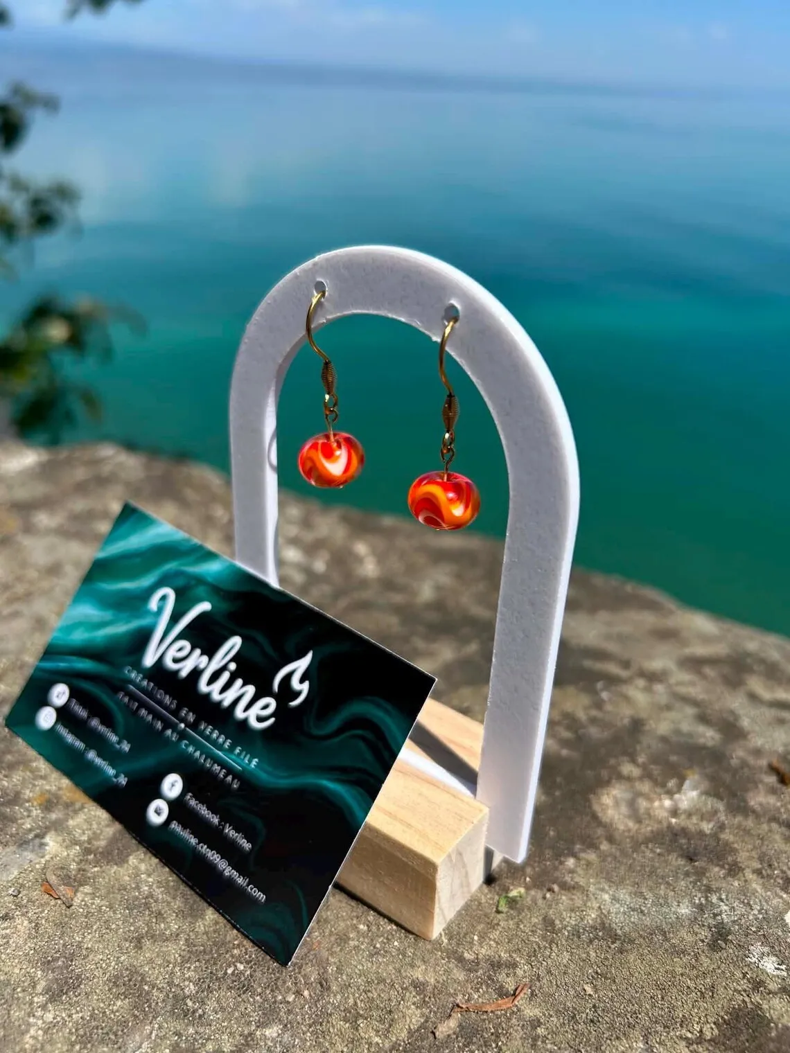 Coffret Corail collier et boucles d’oreilles orange doré
